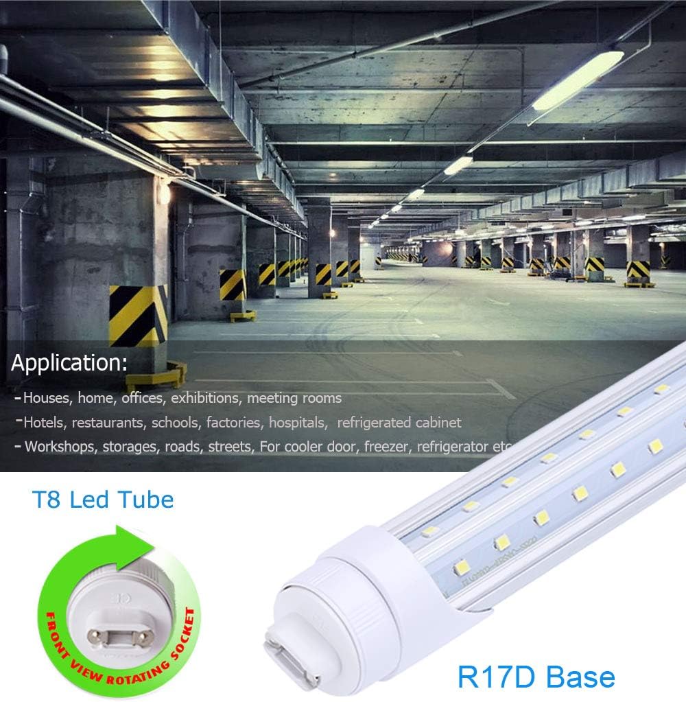 Onе-Dау Sаlе: Uр tо 80% оƒƒ R17D 8 Foot Bulb Light,270 Degree V Shaped LED Replacement for Fluorescent Fixtures,T8 6000K Cool White,Clear Cover,85V-265V, Dual-Ended,Rotatable HO Base (Pack of 12)