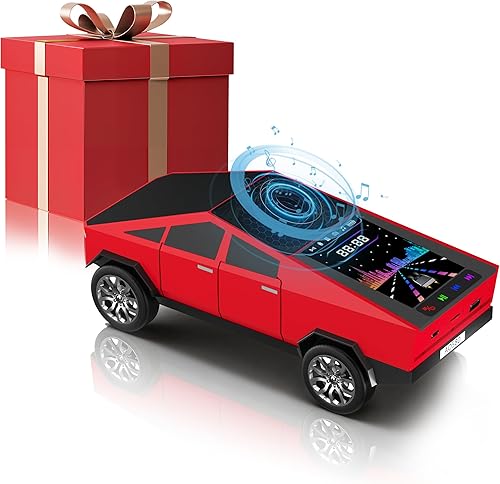 Easter Cybertruck Bluetooth Speaker Toy for Car Desk Gaming & Outdoor Easter Parties Easter Basket Stuffers Gift for Kids & Car Lovers Car Speaker with FM Radio USB/TF TWS Stereo LED Lights