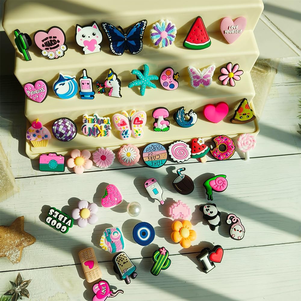 Wholesale Shoe Charms for Girls Teens: 50PCS Different Cute Shoe Decoration Charms, Shoe Charm, Charms for Shoes Bracelet Wristband Party Favors Gifts Boys Kids Adults