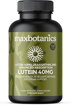 Lutein 40MG Zeaxanthin 2MG Natural Eye Strain Vision Support High Strength Supplement Blue Light Defence Macular Health Vegan 120 Capsules UK Made