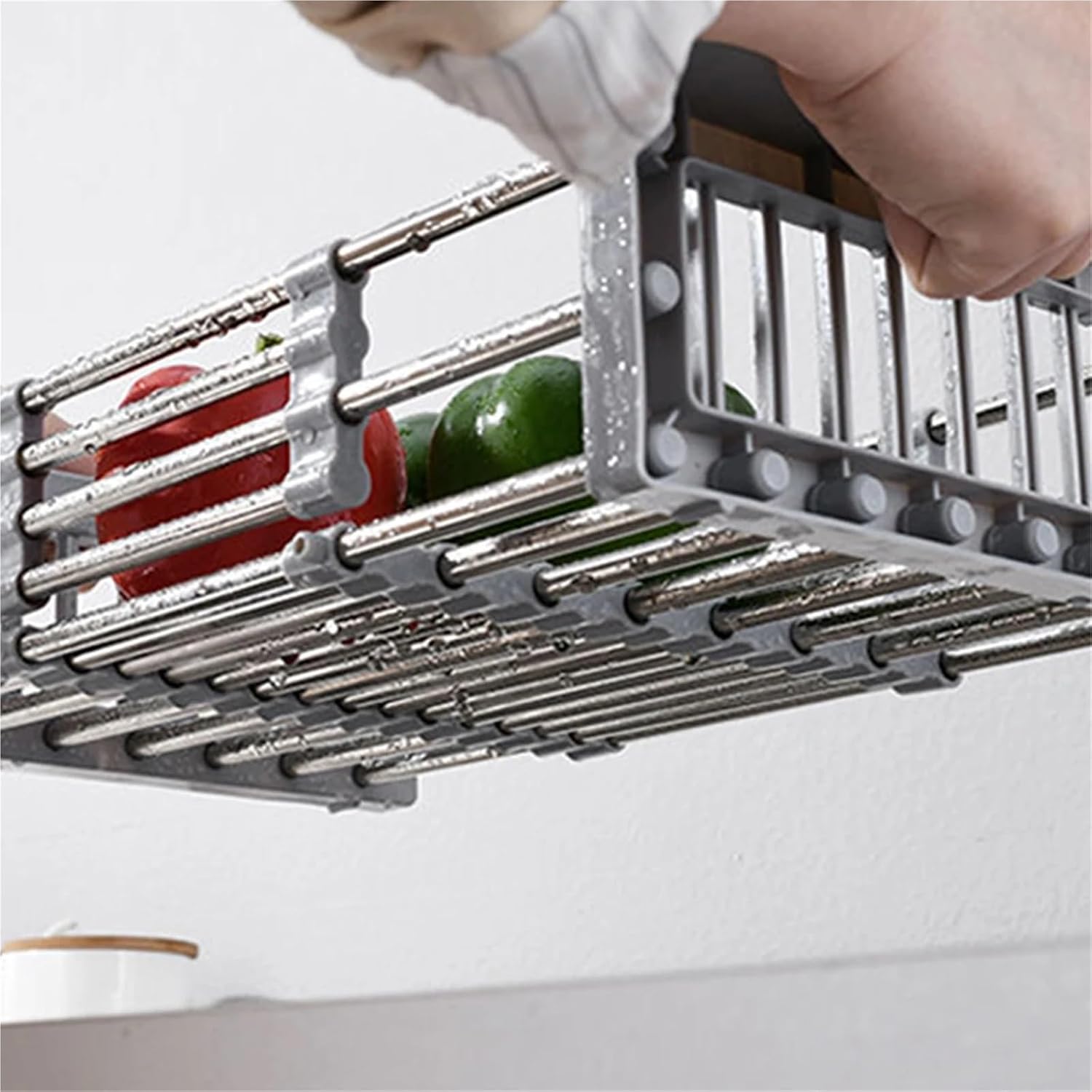 Kitchen Sink Drain Rack Stainless Steel Extendable Dish Drying Rack Drain Basket Fruit Vegetable Washing Drainer Storage Rack
