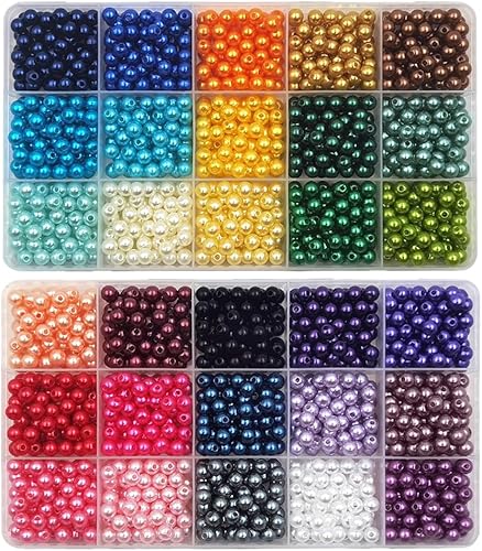 INSPIRELLE 1800 cuentas de perlas de 0.236 pulgadas, 30 colores, espaciadores de plástico, cuentas para fabricación de joyas y manualidades