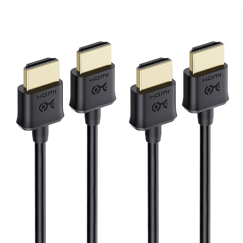 Paquete de 2 cables HDMI ultradelgados 4K, 10 pies | 4K@60Hz, Cable HDMI ultradelgado, Clasificación 4K, Ethernet, HDR, Compatible con PS5, Xbox Series X/S, PC, Apple TV
