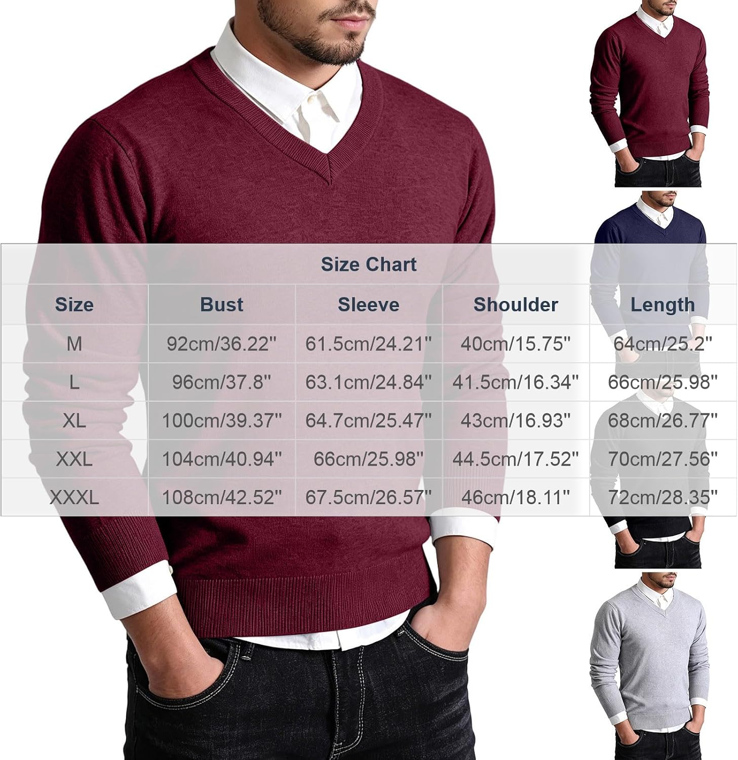 Mens V Neck Kint Sweater Long Sleeve Fitted Solid Color Sweatshirt Soft Casual Lounge Fall Winter Pullover Tops