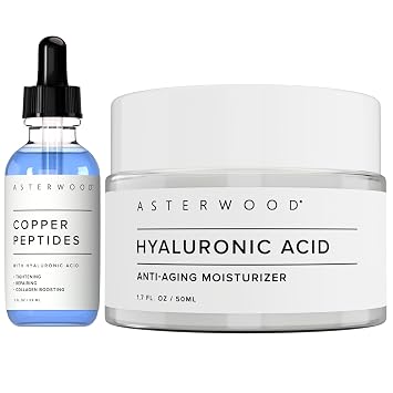 Asterwood Naturals Copper Peptides Serum 2oz + Hyaluronic Acid Moisturizer
