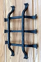 WildWestHardware Premium Curled Tip Speakeasy Grille 9.5x13 Inch Forged Iron Window Grille 5 Bars Black Powder Coat