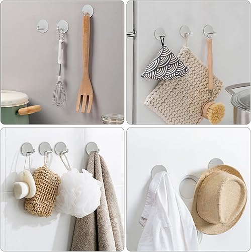 Miniatura 9 de VIS'V Ganchos adhesivos, ganchos redondos negros autoadhesivos para pared, ganchos pequeños para pegar, impermeables, resistentes, de acero