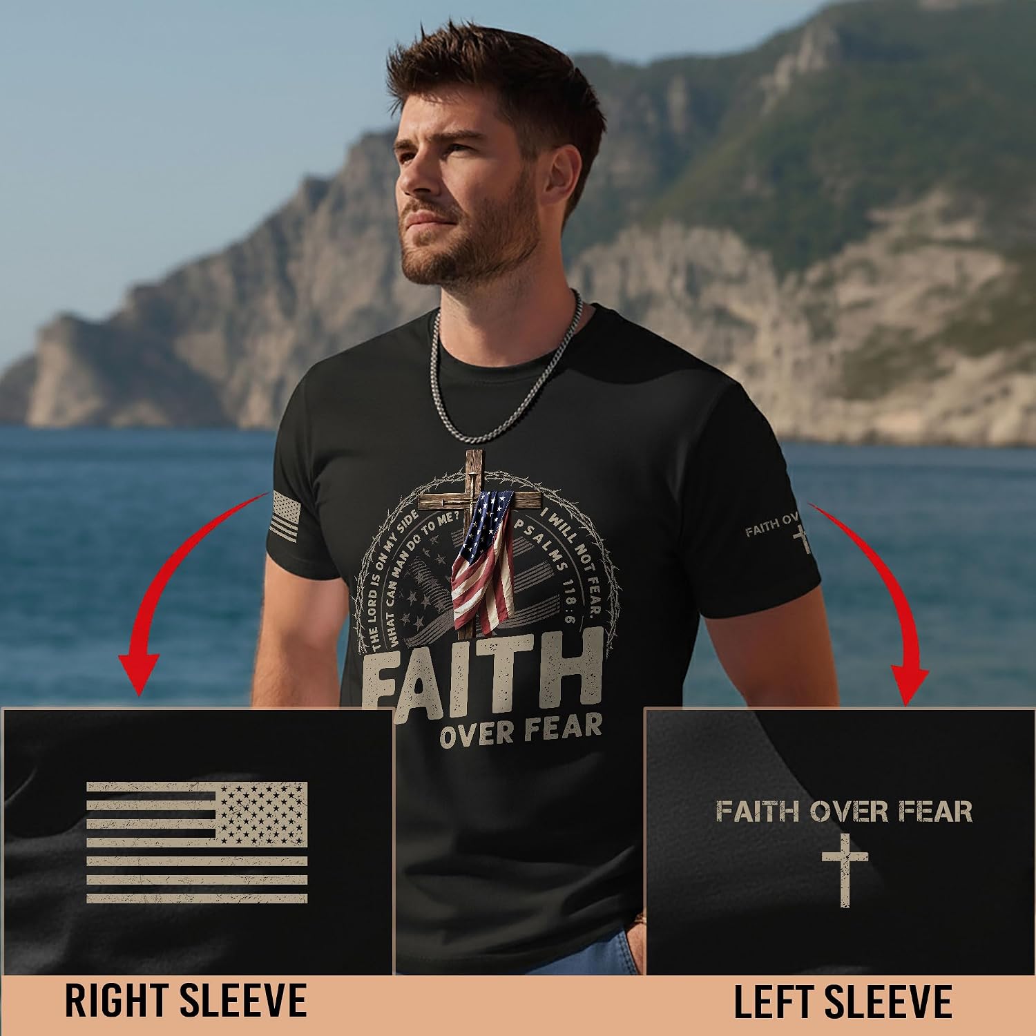 Faith Over Fear Shirt, Christian Shirts for Men, Faith Shirts for Men, Cross Shirt, Jesus Tshirt