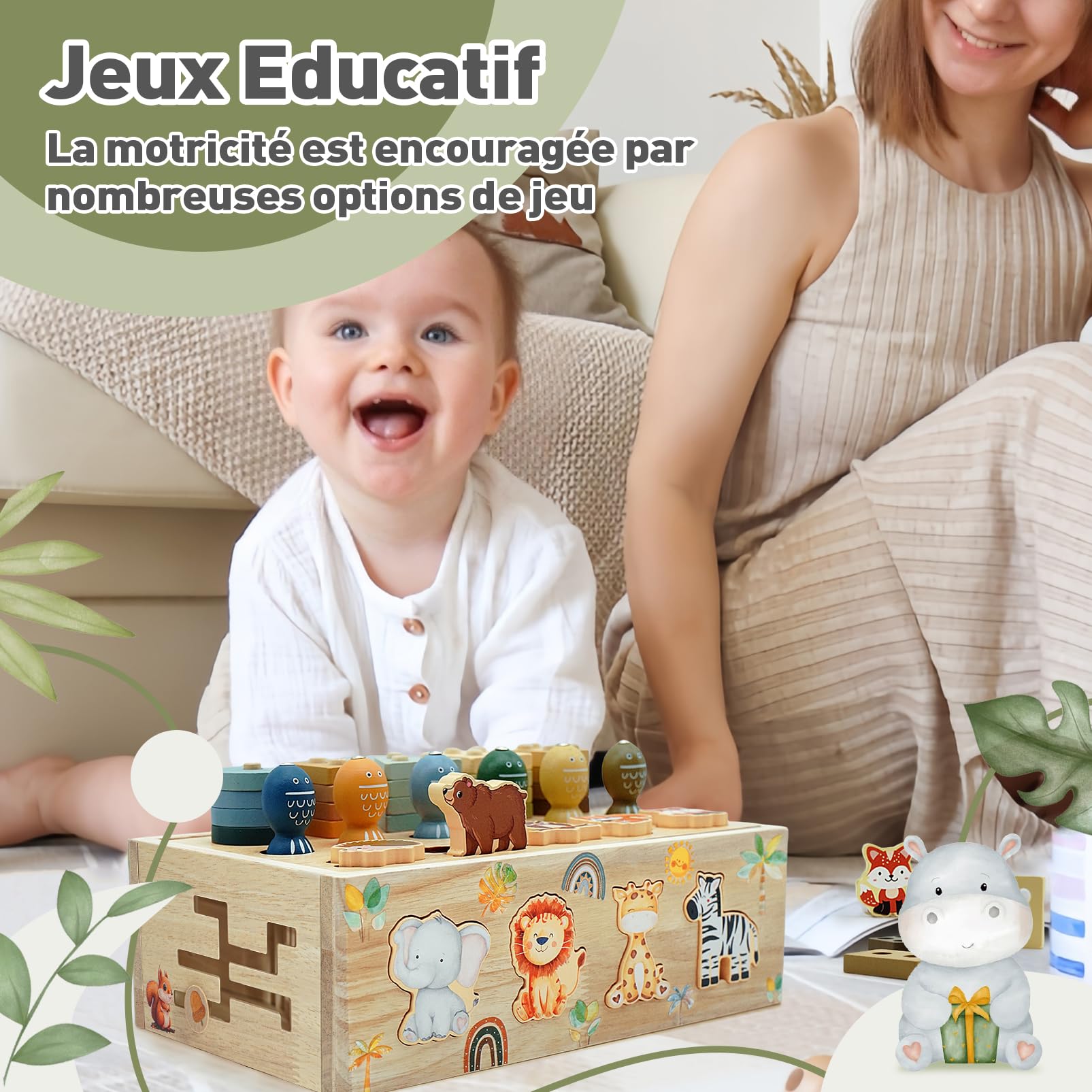Jouet Enfant 1 2 3 Ans, 9 en 1 Jeux Montessori 2 3 4 Ans Éducatif, Safari Jouet en Bois Montessori 2 an, Jeux Efants 2 3 Ans Fille Garcon, Cadeau Enfant 1 2 3 4 Ans Fille Garcon