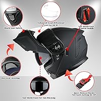 Vista 2 de 1Storm Casco modular de motocicleta para calle con doble visera abatible, protección solar de cara completa HJK920