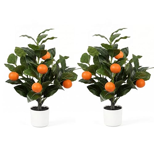 2 Pack 15" Fake Orange Tree with 12 Oranges Fruit