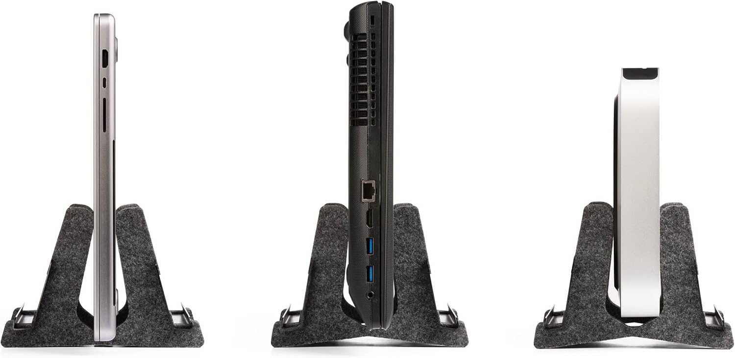 Durable Effect Vertical Laptop Stand - Laptop Holder with Mobile Phone/Tablet Shelf - Anthracite