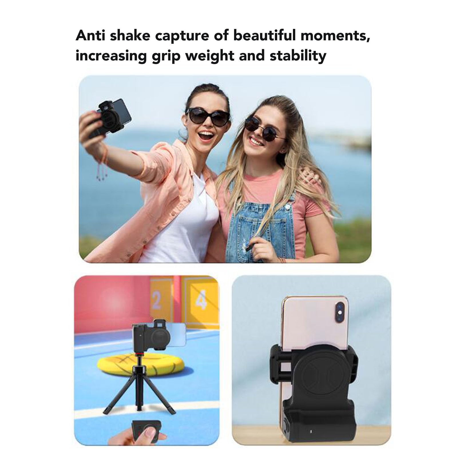 VBESTLIFE Supporto per Impugnatura per Smartphone Simile a Fotocamera con Telecomando Wireless, Impugnatura Universale per Scattare Foto da Telefono per e IOS