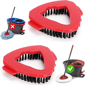 Funtin 2-Pack Mop Scrub Brush Head Compatible with Ocedar EasyWring 1-Tank Spin System, Shower Floor Scrubber for Bathroom Kitchen, Not Fit RinseClean 1-Tank 2-Pack