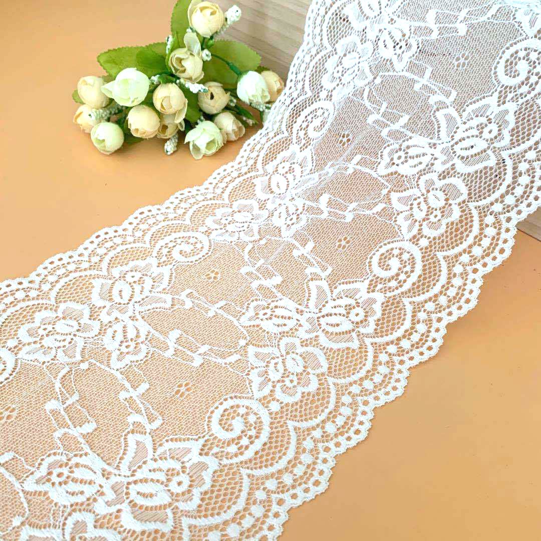 15 cm x 10 m Elasticiteit kanten lint kanten rand sierband sierband kant lint om te naaien, doe-het-zelf knutselen, decoratie voor kleding, ondergoed, lingerie, trouwjurk, tafeldecoratie, marine