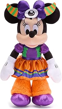 Disney Store Official Minnie Mouse Halloween Plush - Disney Halloween Stuffed Animal with Embroidered Features, Detailed Plush Sculpting, Satin Print Dress, Bow, Felt Teeth and Cyclops Eye