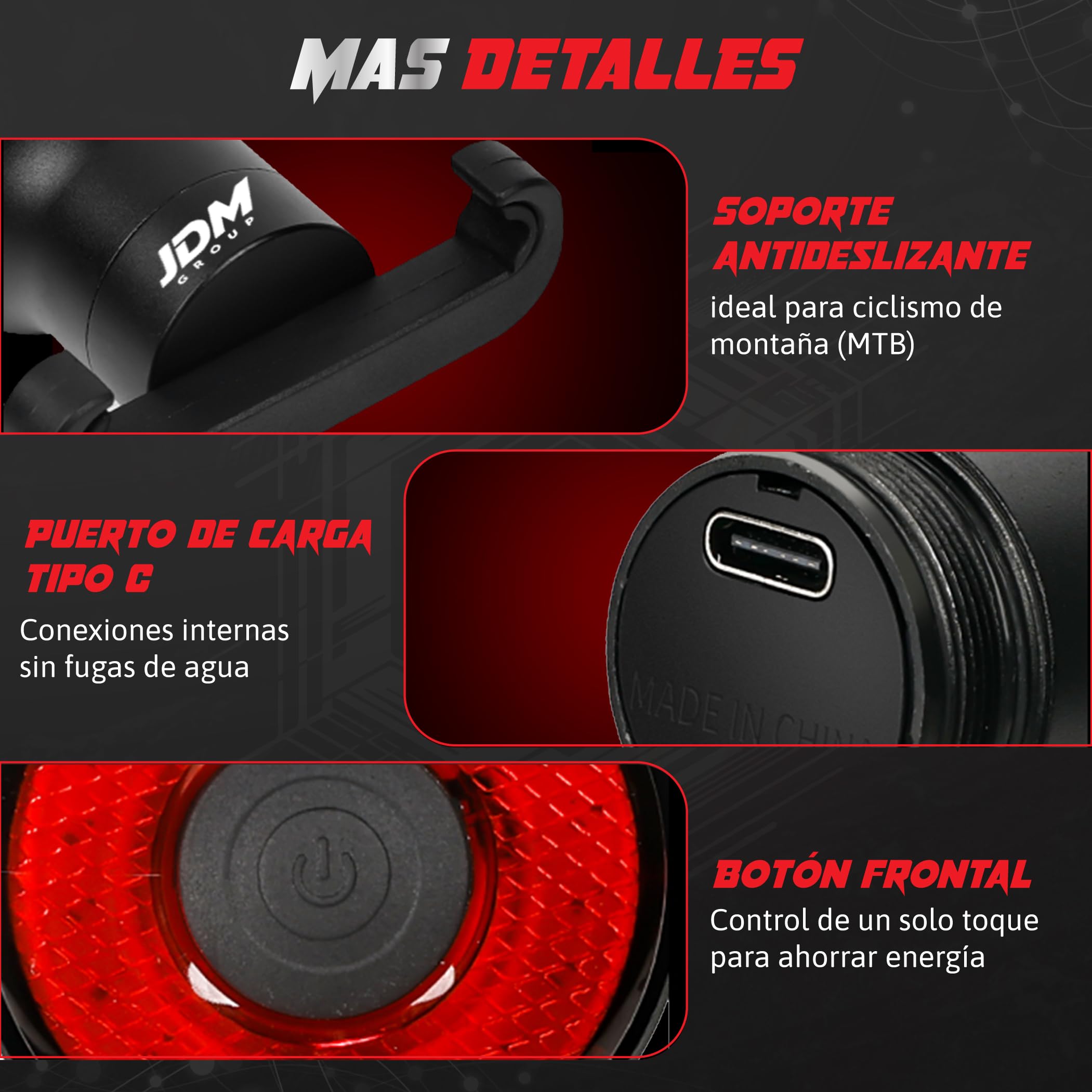 Fanalino Posteriore Bicicletta Potente LED da 300 Lumen ad Alto Splendore - con Sensore di Frenata Intelligente e Auto On/Off - Ricaricabile USB - 5 Modalità - Batteria da 450 mAH