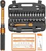 Torque Wrench Bicycle 1/4 Inch 3-25 Nm ±3% Error Accuracy 72 Teeth Ratchet 33-Piece Torque Wrench Set for Motorcycle and Bike Includes Extension Rods 1/4 - 3/8 Inch Adapter Sockets