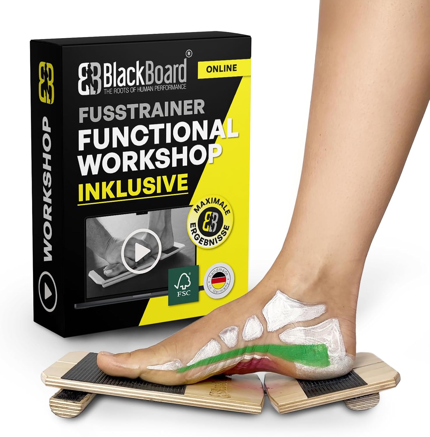 BlackBoard® Foot Trainer incl. Workshop & Training Center | Effective foot strengthening and stabilization | Leg axis training for joint pain prevention | Balance- and Stabilization trainer