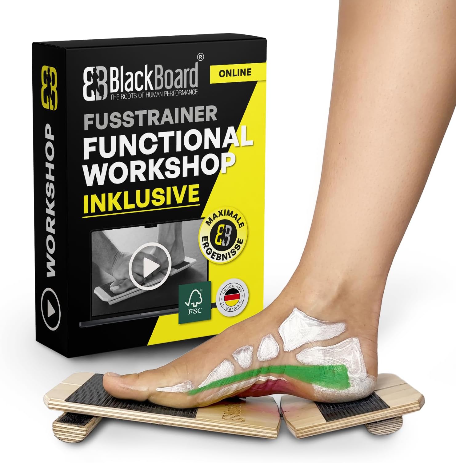 BlackBoard® Foot Trainer incl. Workshop & Training Center | Effective foot strengthening and stabilization | Leg axis training for joint pain prevention | Balance- and Stabilization trainer