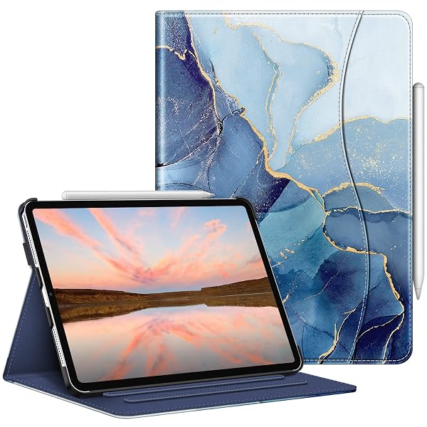 FINTIE Cover per iPad Pro 11 pollici 2022/2021 (4ª/3ª generazione), custodia angolare multipla protezione anche per iPad Pro 11 pocues 2020/2018 (2°/1° gen), marmo oceano