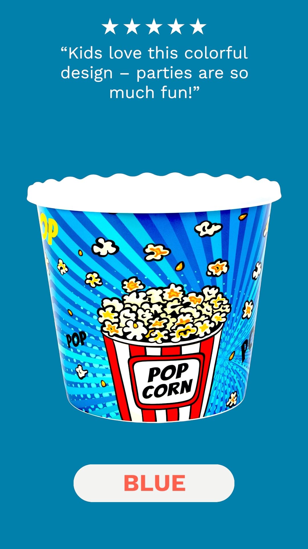 Juego de caja de plástico reutilizable para palomitas de maíz, recipientes para palomitas de maíz, cuencos para noche de cine (sin BPA, paquete de 4, 75 onzas), mezcla de palomitas de maíz