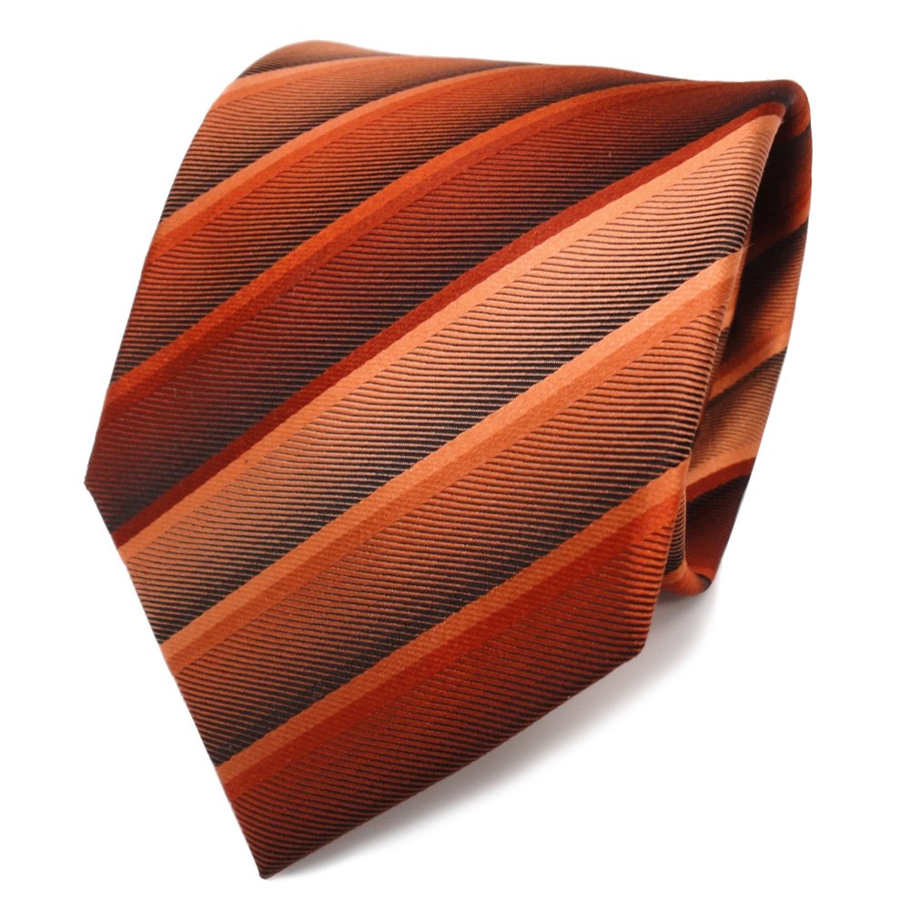 Corbata De Seda Diseñador TigerTie - Color Naranja Brillante Con Rayas Negras Y Blancas - Longitud 150 Cm, Ancho 8 Cm