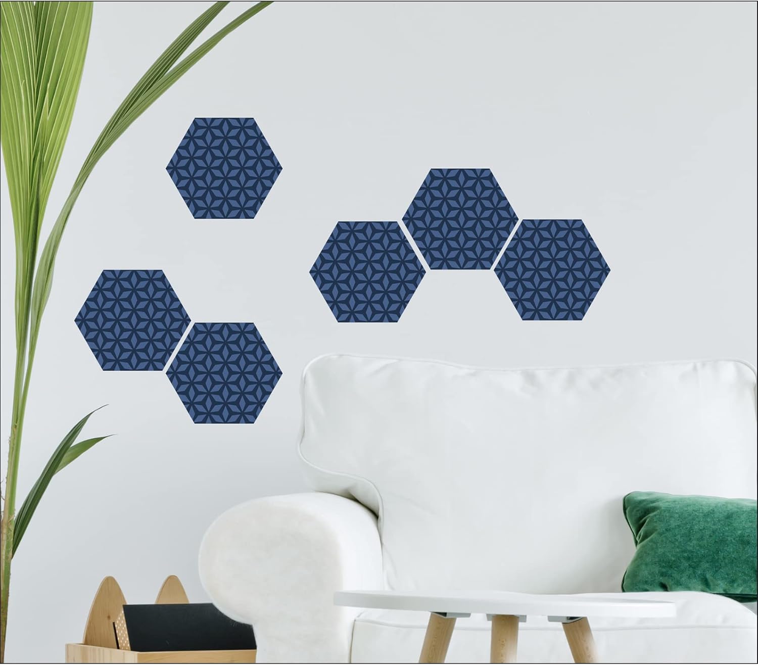 6 Tiles Stickers 15 x 15 cm-Hexagon-Montaperti, Blue