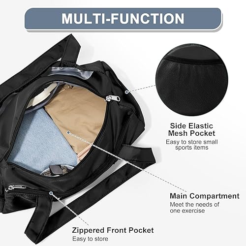 Miniatura 2 de Mini bolsa de lona pequeña de 13.78 pulgadas, bolsa de gimnasio ligera de mano para mujer, viajes, deportes, salidas diarias fáciles, 13.78 x 6.7 x