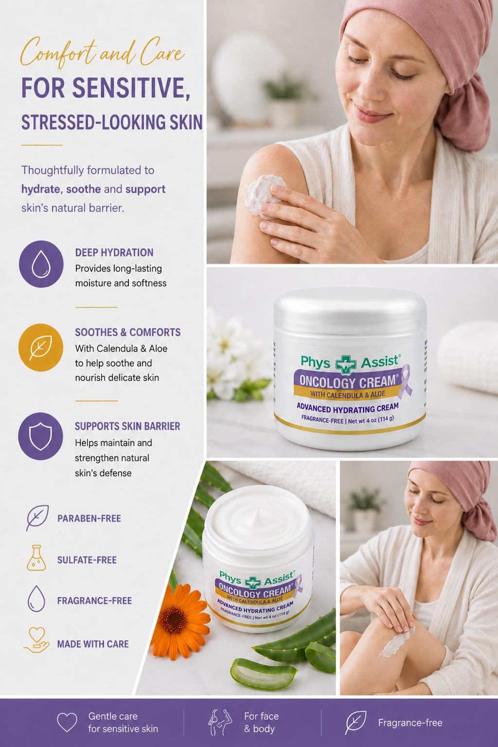 PhysAssist Oncology Calendula & Aloe Moisturizing Cream