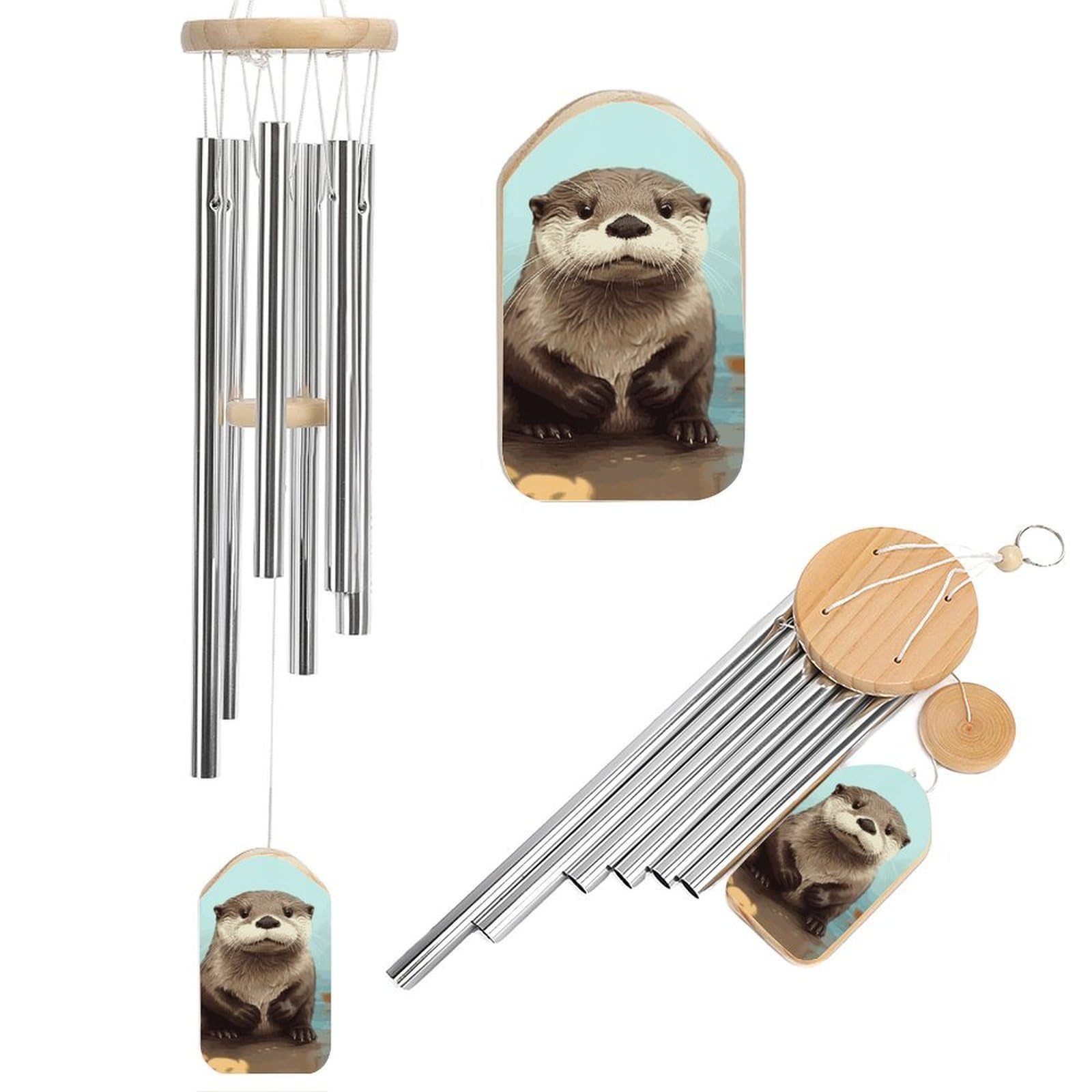 Cute Otter Wind Chimes for Outside House Warming Gifts, Deep Tone Soothing Melodic Tones Windchimes, Memorial Wind Chime for Home Garden Decoration Aluminium Large Wind Chimes