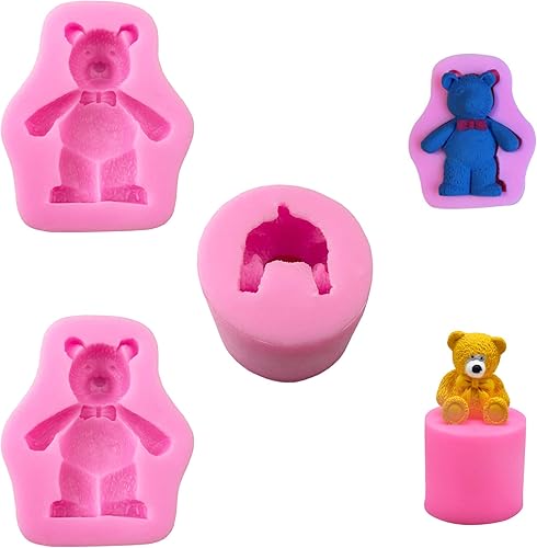 Molde de silicona de oso 3D para fondant, molde para tartas, decoración de galletas, decoración de pasteles para jabón de chocolate, molde para