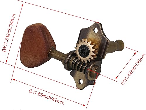 Miniatura 4 de Yibuy 6 clavijas de afinación de cuerda de guitarra acústica vintage, afinadores de guitarra 3R3L, aleación de zinc de bronce