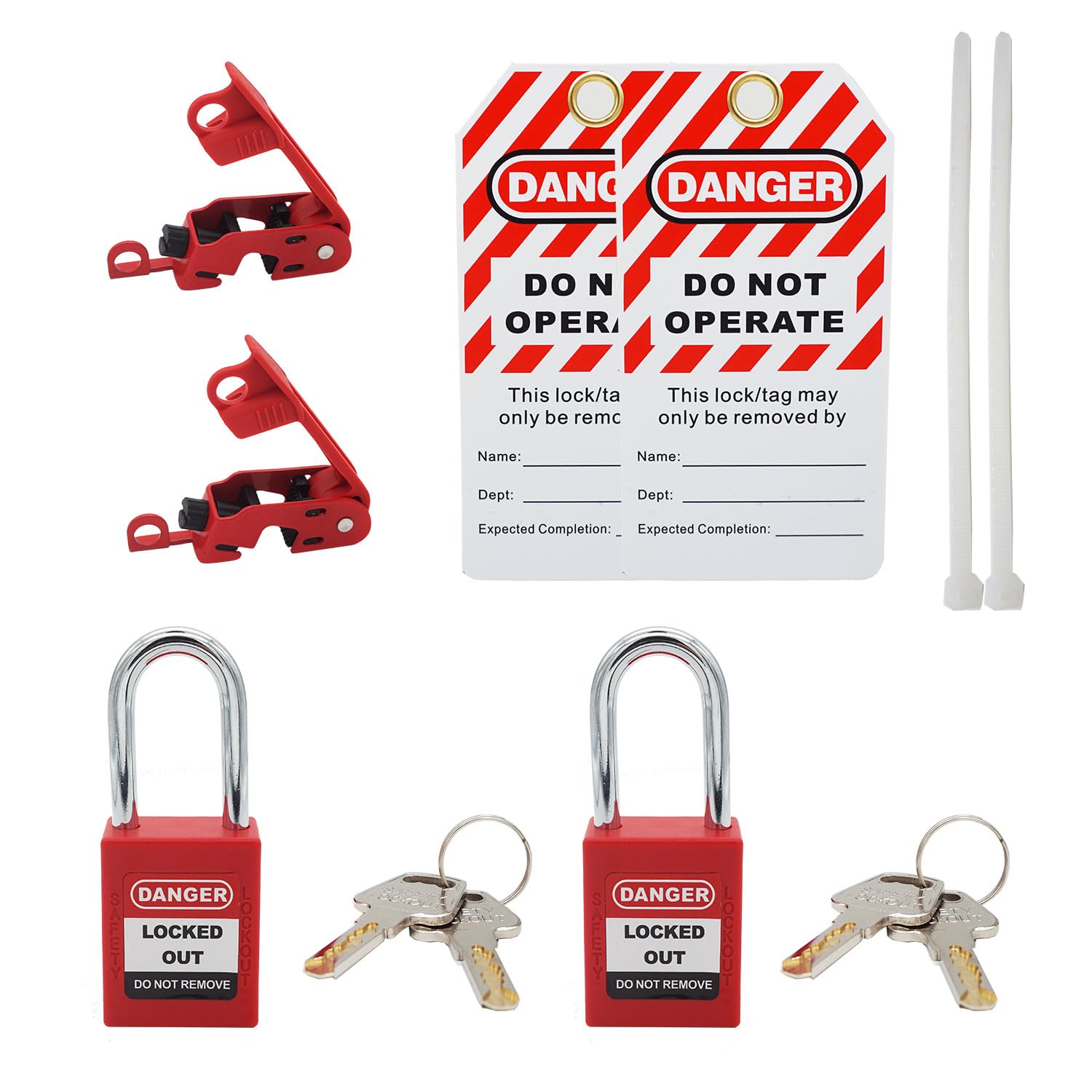 Circuit Breaker Lockout Lock for Standard Single and Double Toggles 120V 240V with Safety Padlock Tag Electrical Box Lock Out Tagout 2 Pack