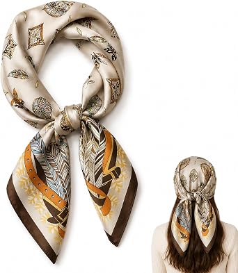 Women's 70x70 cm Paisley Square Scarf, Silky Feel Headscarf, Neck Wrap and Hair Scarf Accessory for Daily Wear, Travel and Gifts
