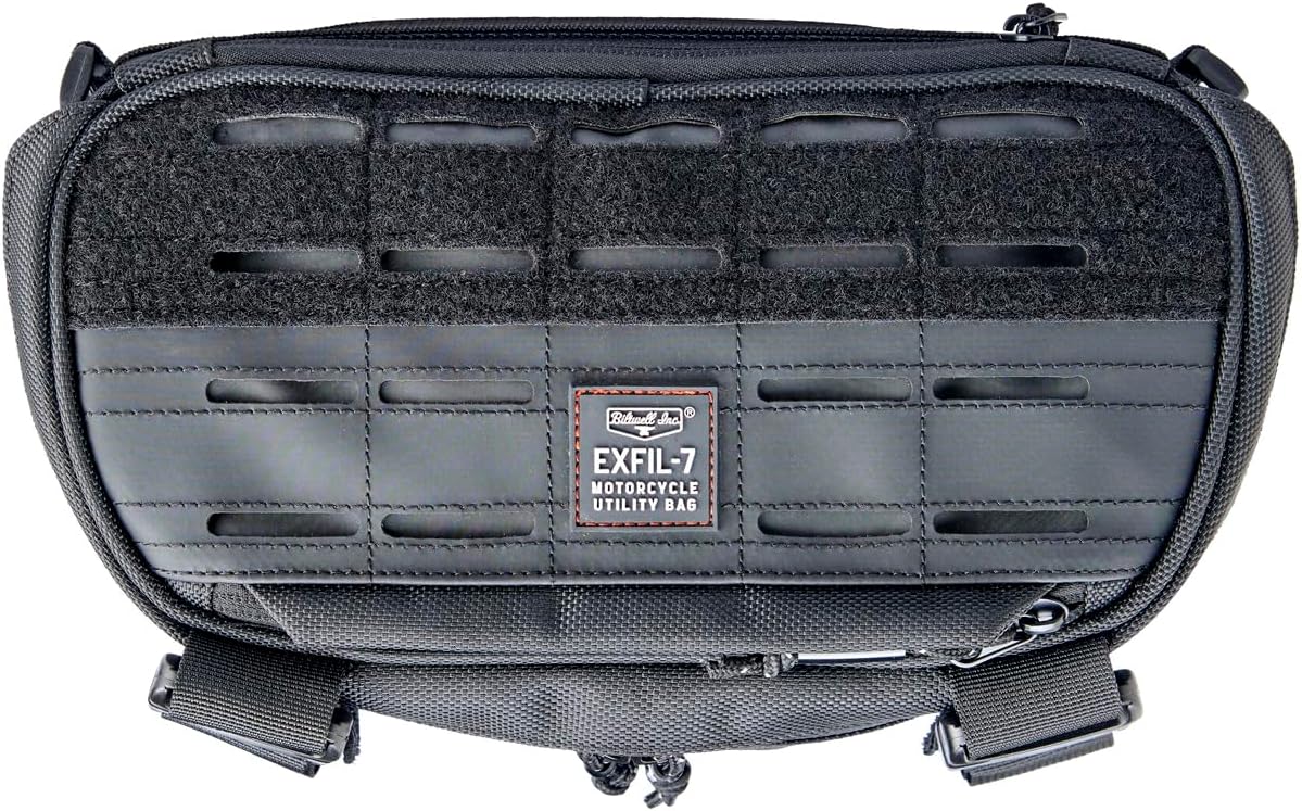 Biltwell Exfil-7 2.0 Motorcycle Bag - Universal Bag for Handlebars Risers Front Fork, Compatible with Touring and Cruiser Motorcycles