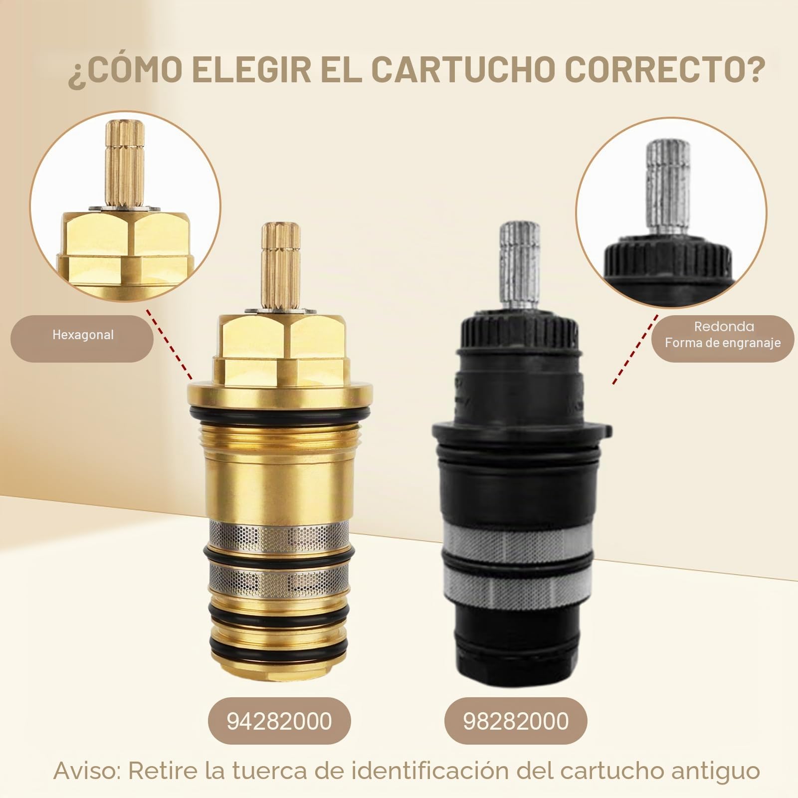 94282000 Termoelemento Latón,Piezas de Repuesto Para Grifos de Ducha Termostáticos, parte n.º 94282000