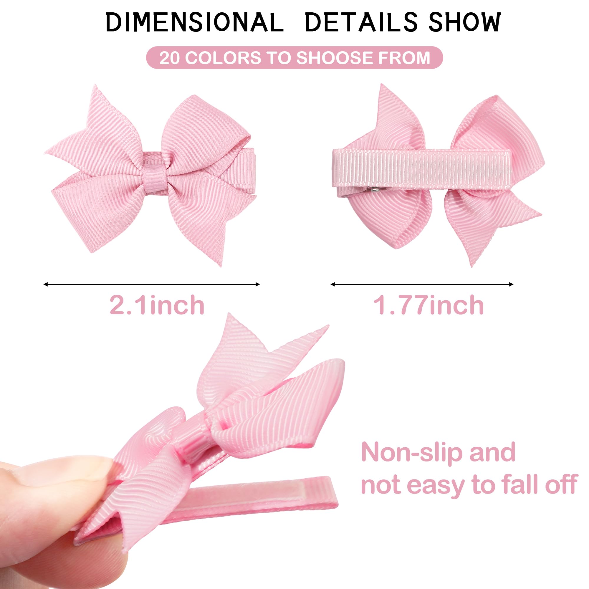 Hair Clips for Girls - 20PCS Fully Lined Hair Bows Alligator Clips for Toddlers Kids, Infants, Multicolor, 1 count (Pack of 20) - Image 2