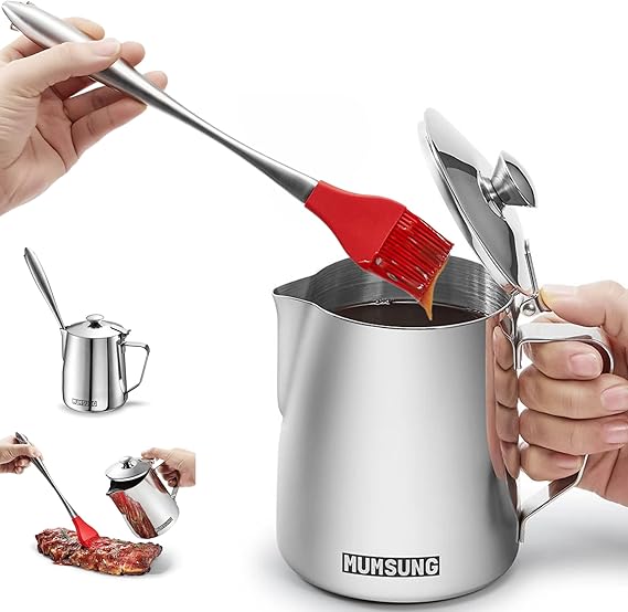 Sauce Pot and Basting Brush Set, Stainless steel Barbecue