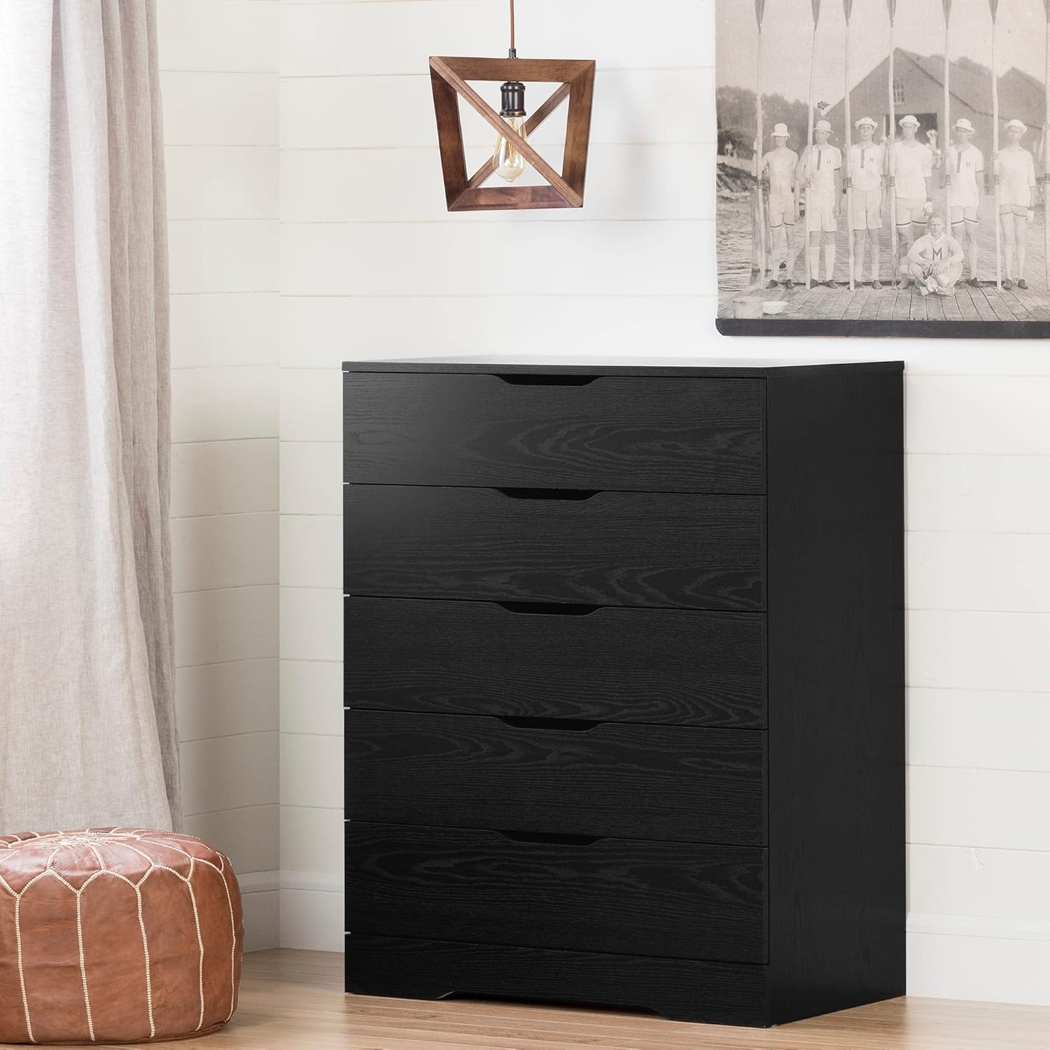 South Shore Holland 5-Drawer Chest Dresser, Black Oak