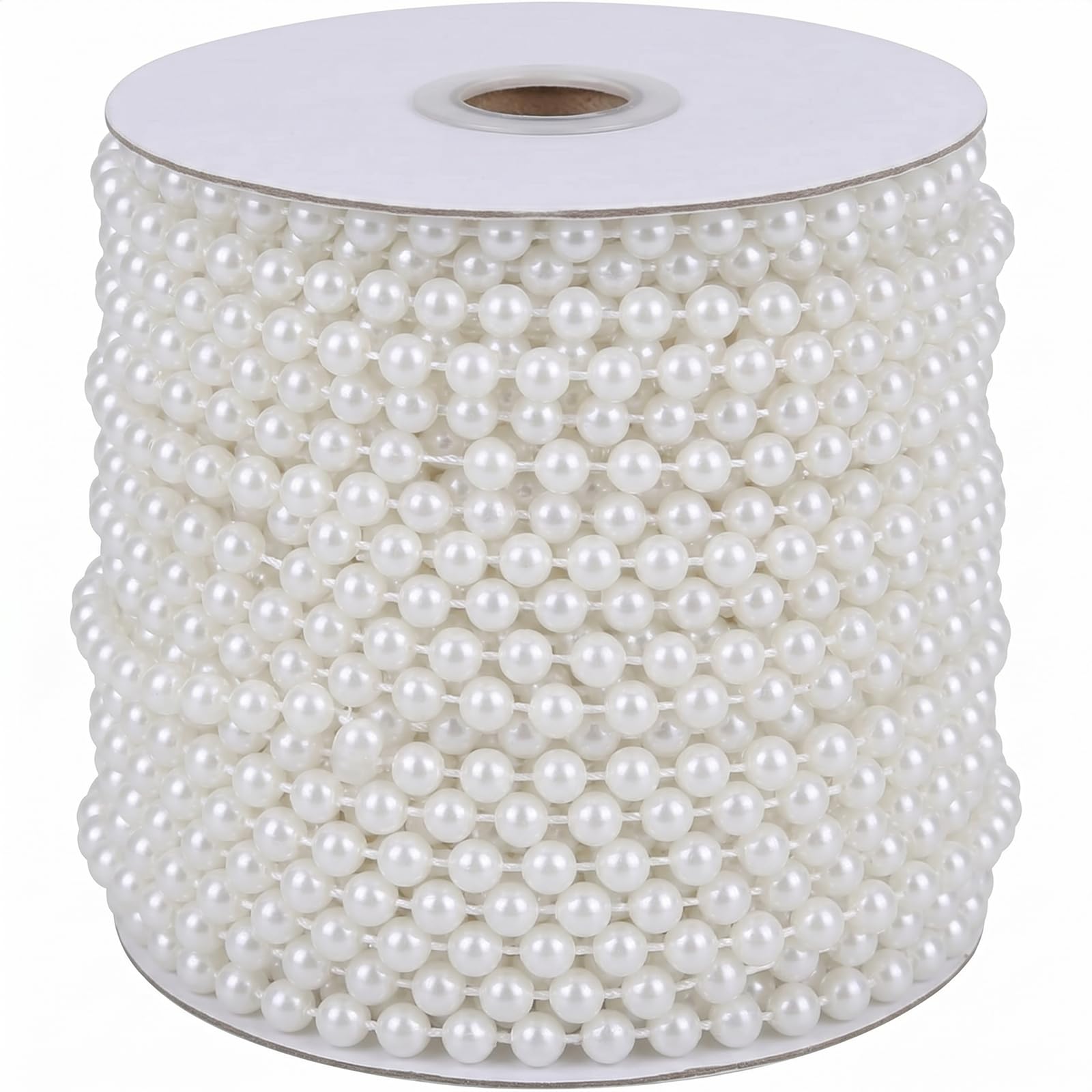 Pearl Beads String Garland Chain Ribbon for DIY Craft, 1Pcs 5m×6mm White