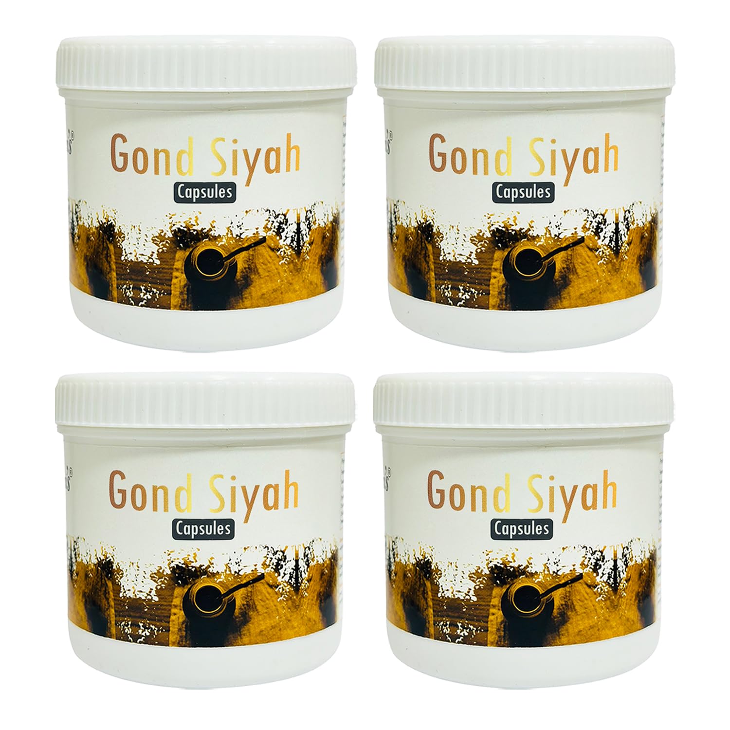 100% Organic Ayurvedic Gond Siyah Capsule for Immunity, Bone Strength & Energy - 60 Capsule Each (Pack of 4)