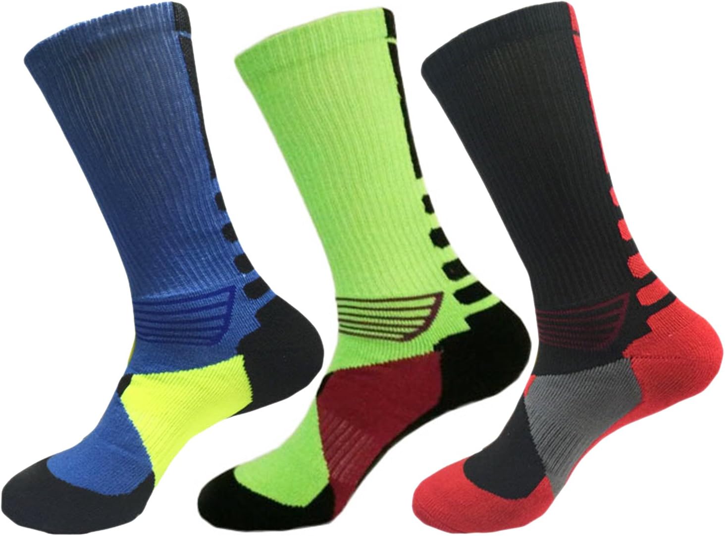 Men's Cushioned Basketball Crew Socks Dri-Fit Athletic Compression Sport Socks,Pack of 3