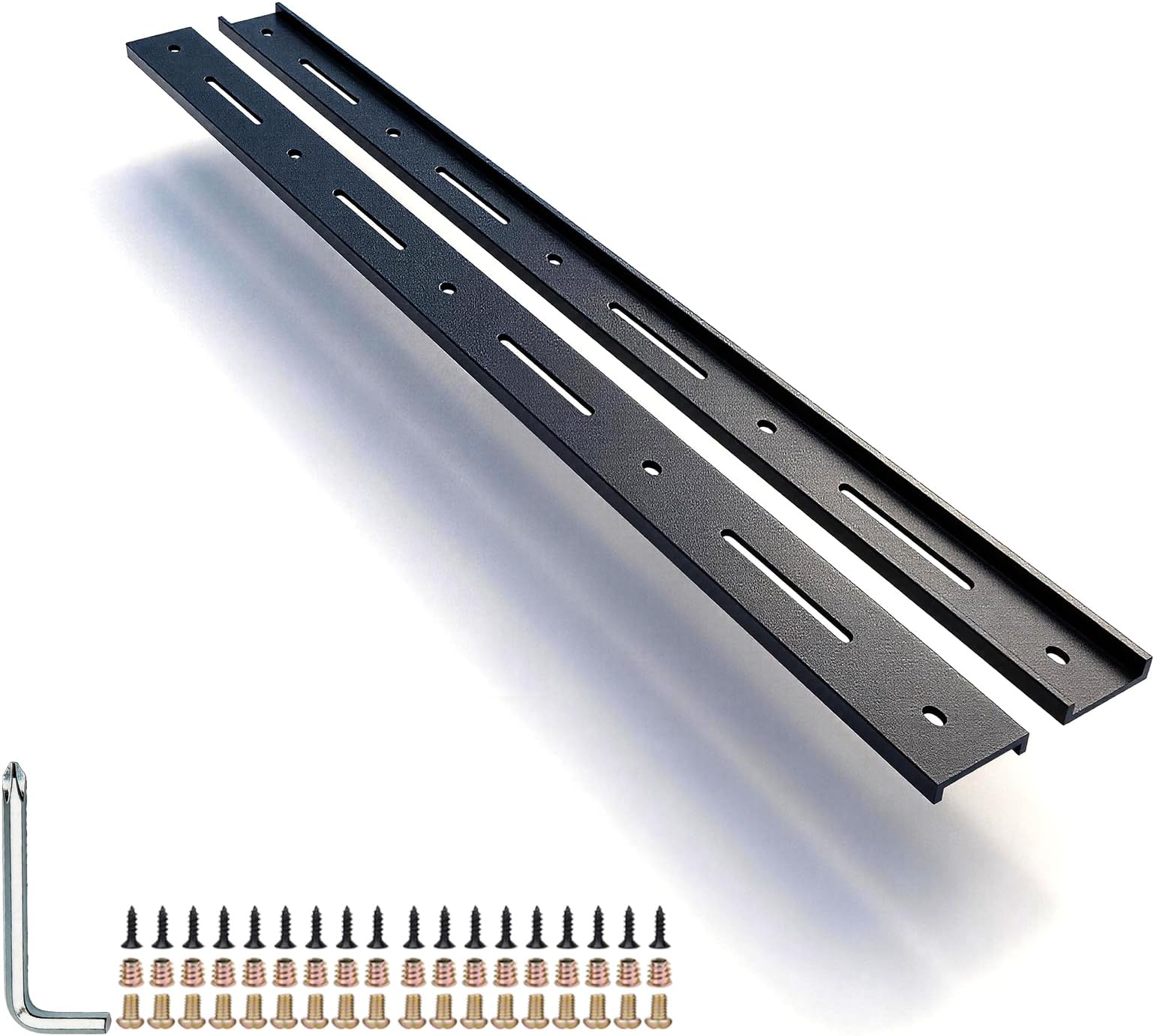 C Channel Steel Support Metal Support Bracing Hidden C Bracket for Table Top Live Edge Slab Woodworking, Black Coat Finish, 6 Holes (2 Pack Upgrade, 32 Inch)