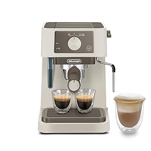De'Longhi Stilosa, Cafetera Manual, Sistema Cappuccino, Café en Polvo o en Cápsulas E.S.E, Depósito de 1 Litro, 1100 W, Caldera de acero inoxidable, EC235.CR, 1100W, Crema
