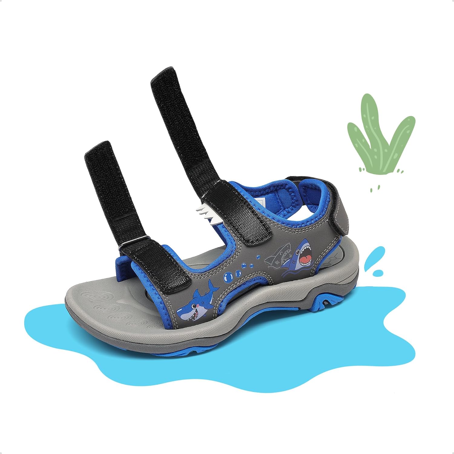 DREAM PAIRS Boys Girls Summer Sandals | Outdoor Athletic Kids Sport Water Shoes Anti-slip Toddler Lightweight Comfortable Cute Cartoon Quick-drying