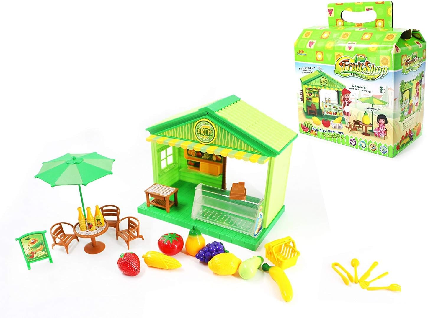 Chocozone Stylish Fruit Shop Pretend Play Toys with Music & Lights and Table Chair Set for Shop Toys for Boys & Girls