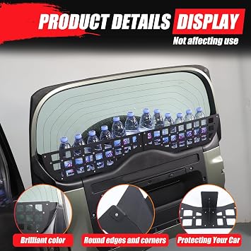Rear Window Molle Panel Modular Storage Panel for @Land @Ro-ver Defender L663 90 110 130 2020-2025 2026 Rear Cargo Boot StorageTailgate Panel Multifunction Large Cargo Aluminum for Car (Black)