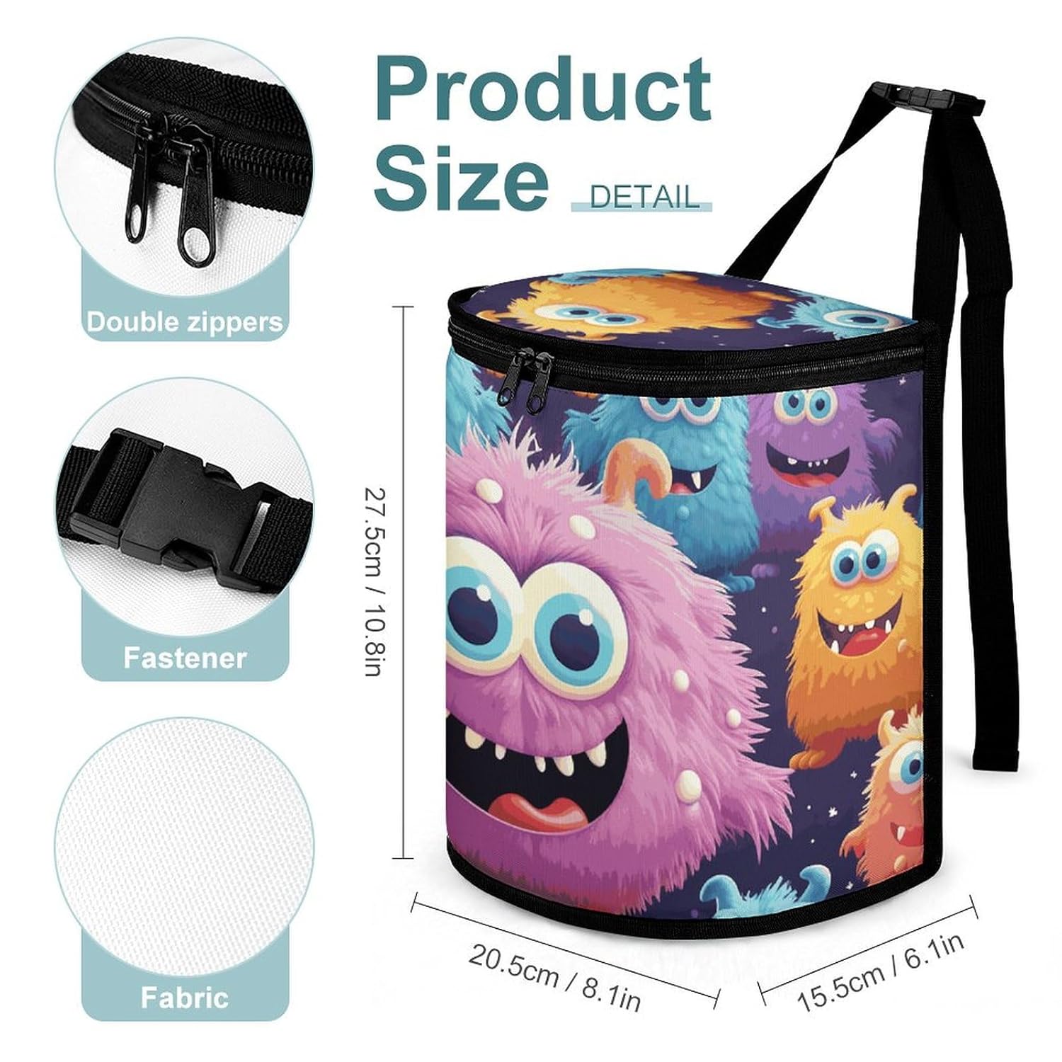 Hanging Car Trash Bag Cartoon Colorful Monster Printed Car Garbage Storage Bag Leakproof Car Trash Can Portable Garbage Storage Bags