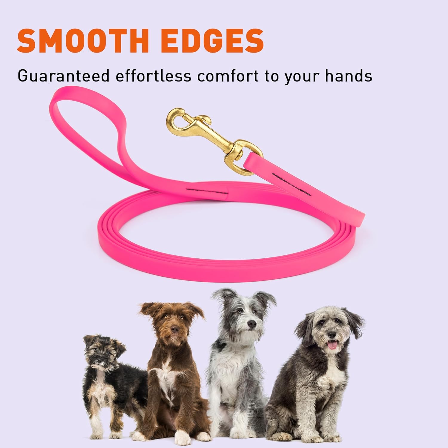 Viper Biothane K9 Working Dog Leash Waterproof Lead for Tracking Training Schutzhund Odor-Proof Long Line with Solid Brass Snap for Puppy Medium and Large Dogs, 33ft Passionfruit Pink